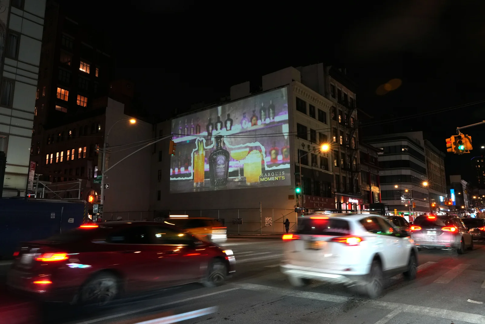 Projection campaign visible from street traffic